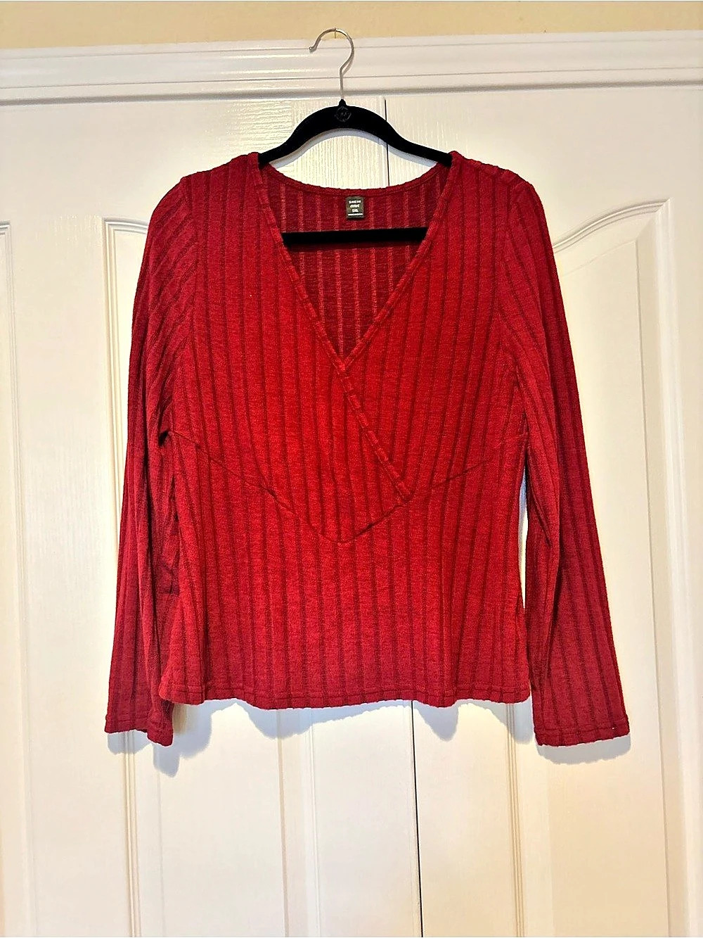 SHEIN Ribbed Striped V-Neck Sweater Size XL Like New